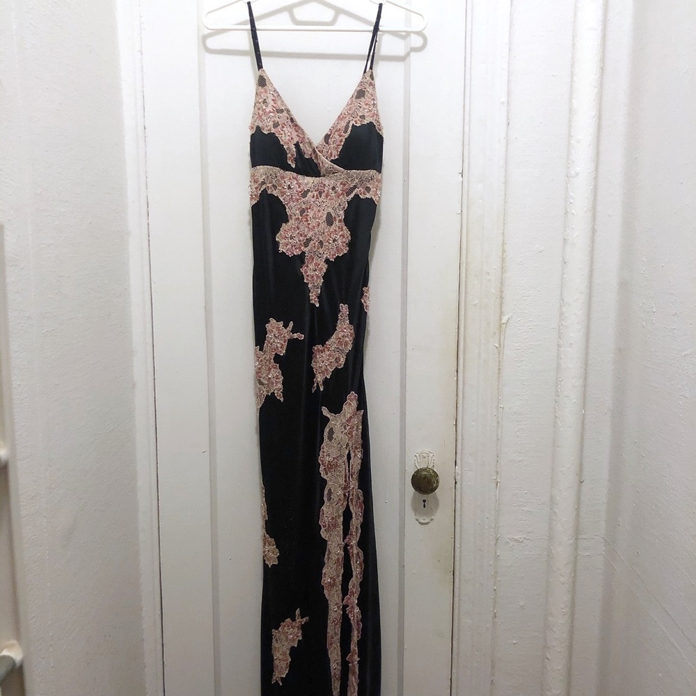 Sue Wong Nocturne Full Length Silk/Bead/Lace Gown